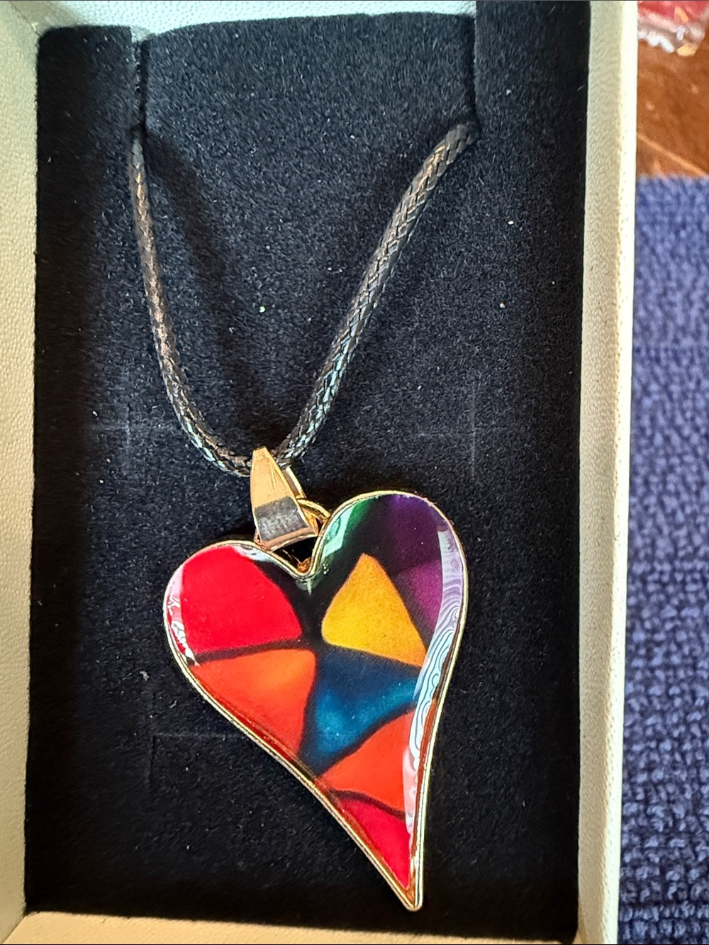 Multicolor Heart Pendant Necklace - Vibrant Abstract Design